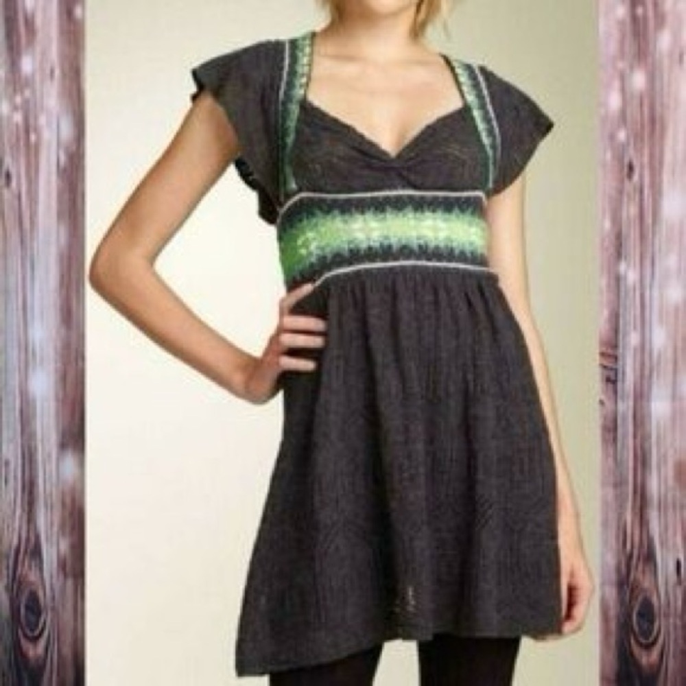 Free People Fair Isle Nordic Sweater Dress
Charcoal / Green
Size Small